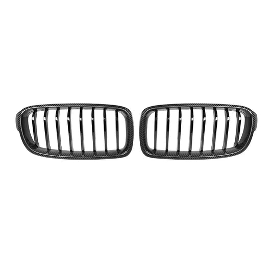 Carbon Nieren Grill passend für BMW F30 F31 F35 2012 bis 2018 Glanz Schwarz